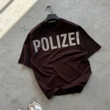 تیشرت قهوه ای  طرح نوشته  POLIZEI