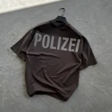 تیشرت طوسی تیره  طرح نوشته  POLIZEI