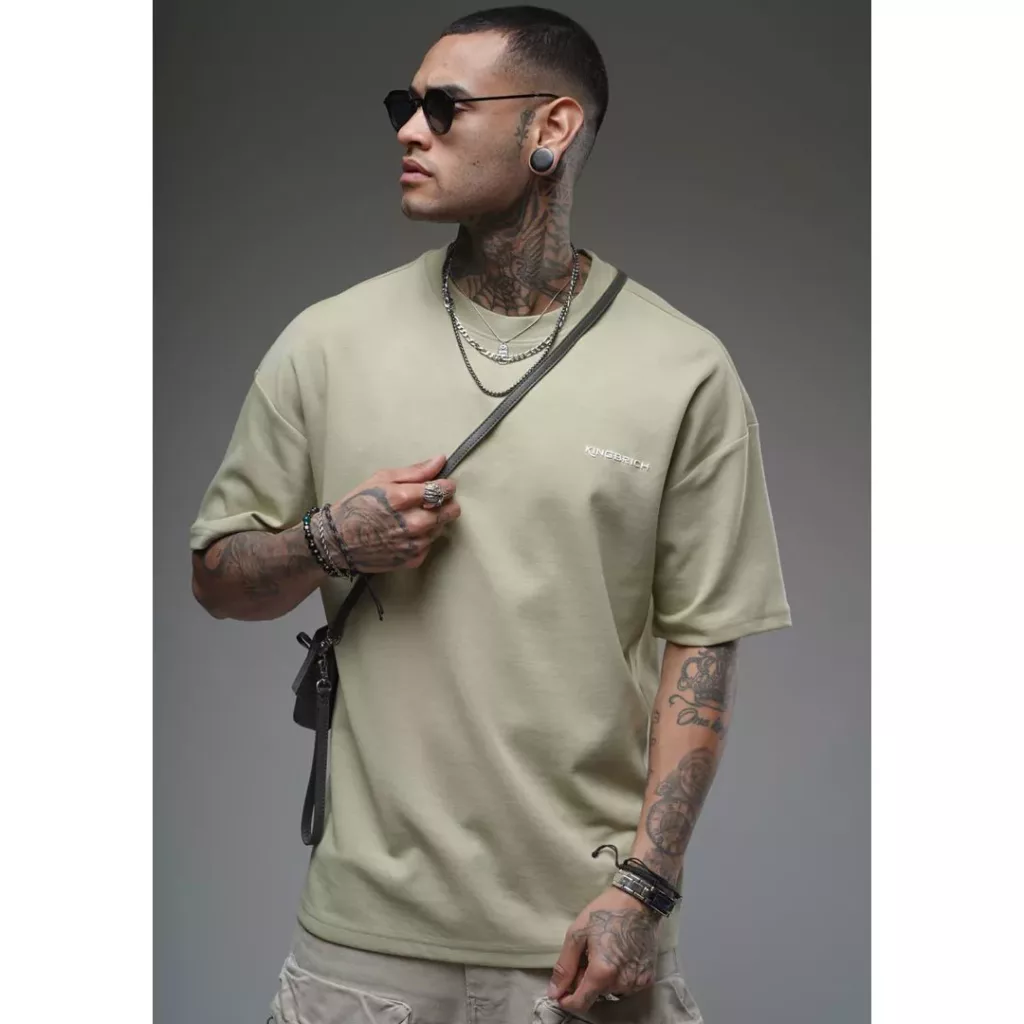تیشرت بیسیک سبز روشن مدل نوشته king  برند king brich
