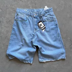 شلوارک بیسیک جین آبی ریترو