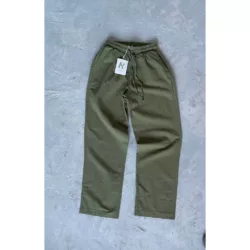 شلوار لینن برند رترو رنگ سبز