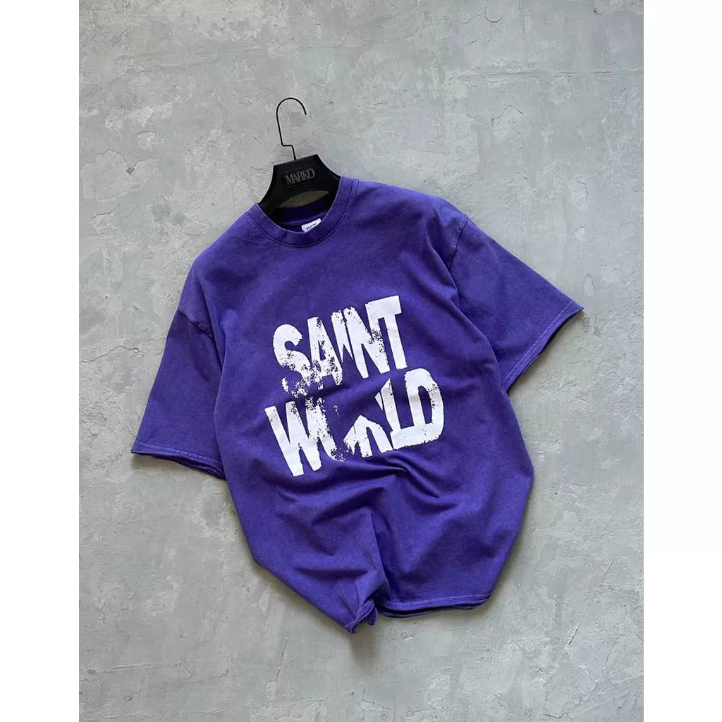 تیشرت مدل saint world برند ریسپایر رنگ بنفش