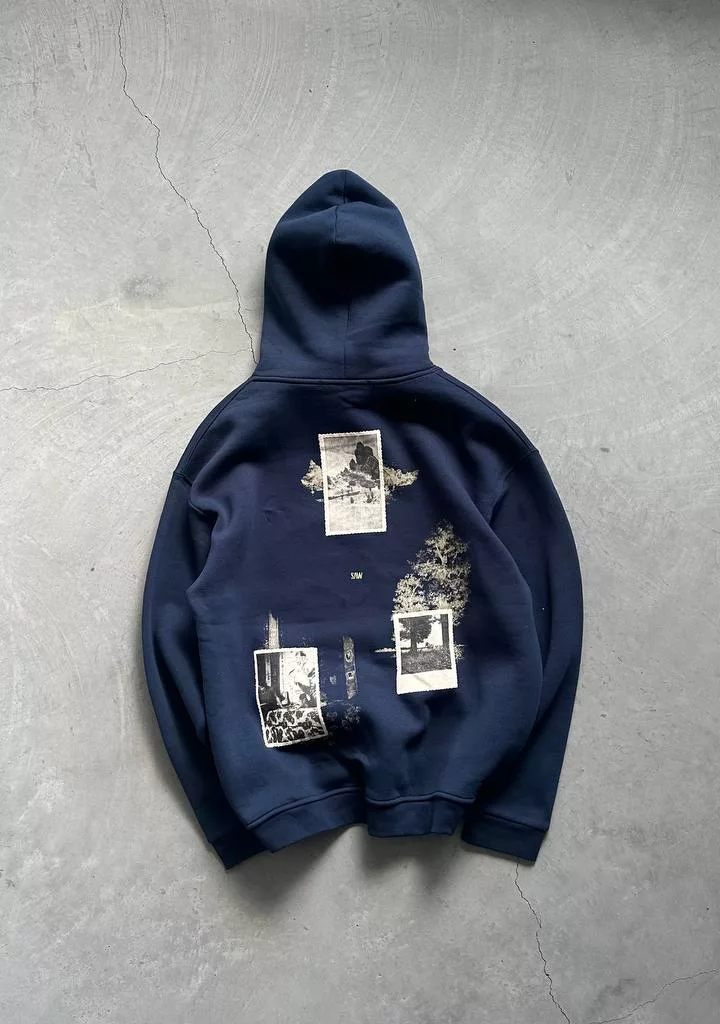 هودی مدل سه تابلو portrait برند SAW رنگ سرمه ای