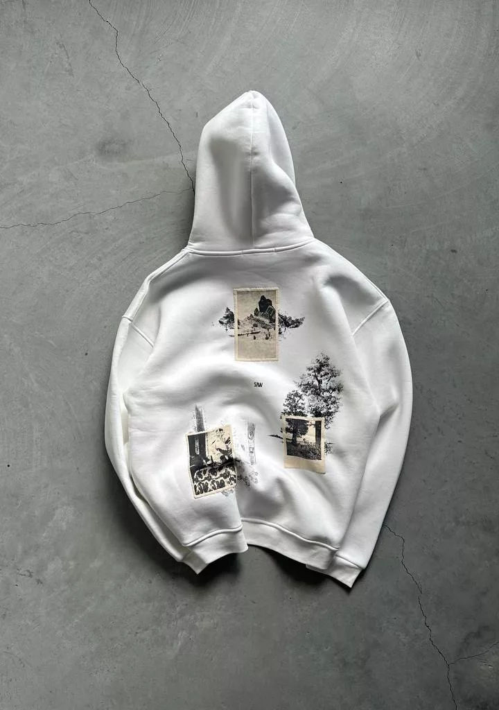 هودی مدل سه تابلو portrait برند SAW رنگ سفید