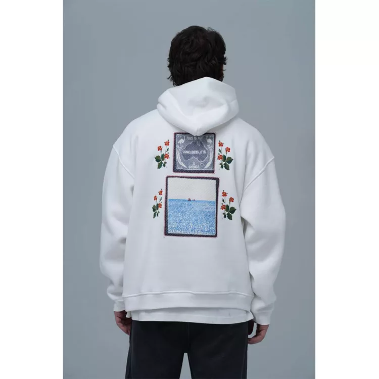 هودی مدل دو تابلو  sea برند SAW رنگ سفید