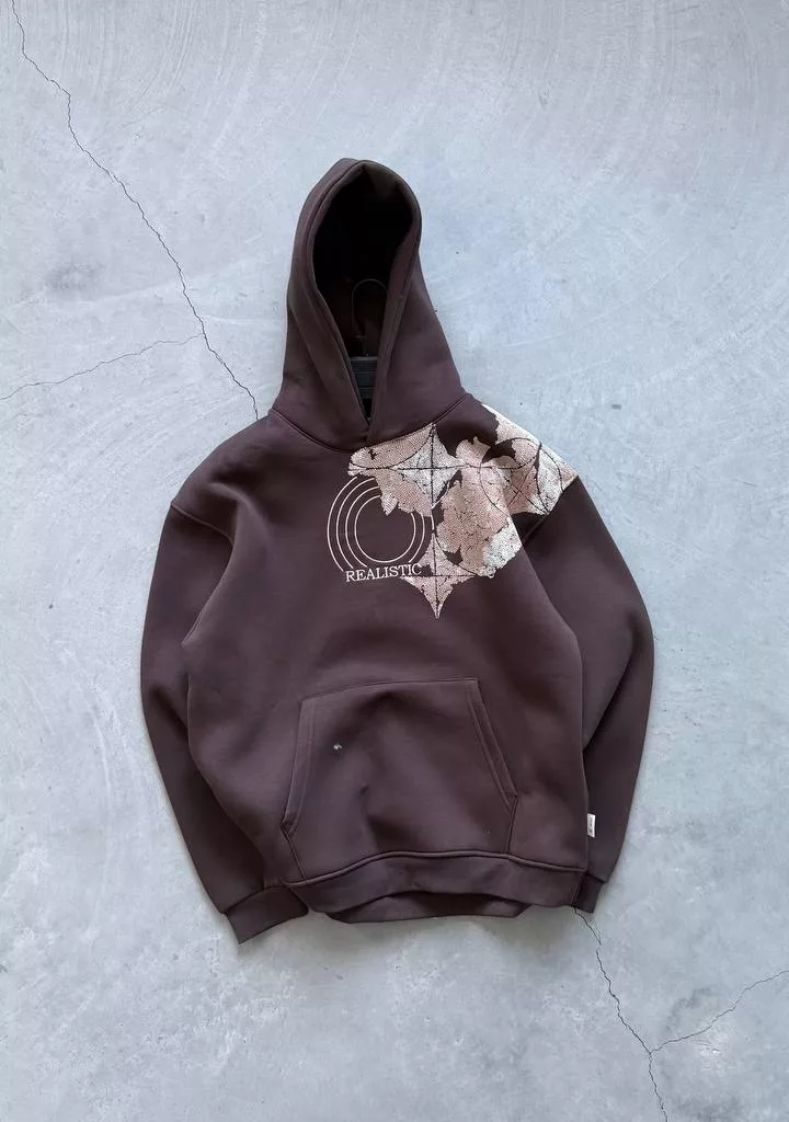 هودی مدل نوشه realistic رنگ قهوه ای