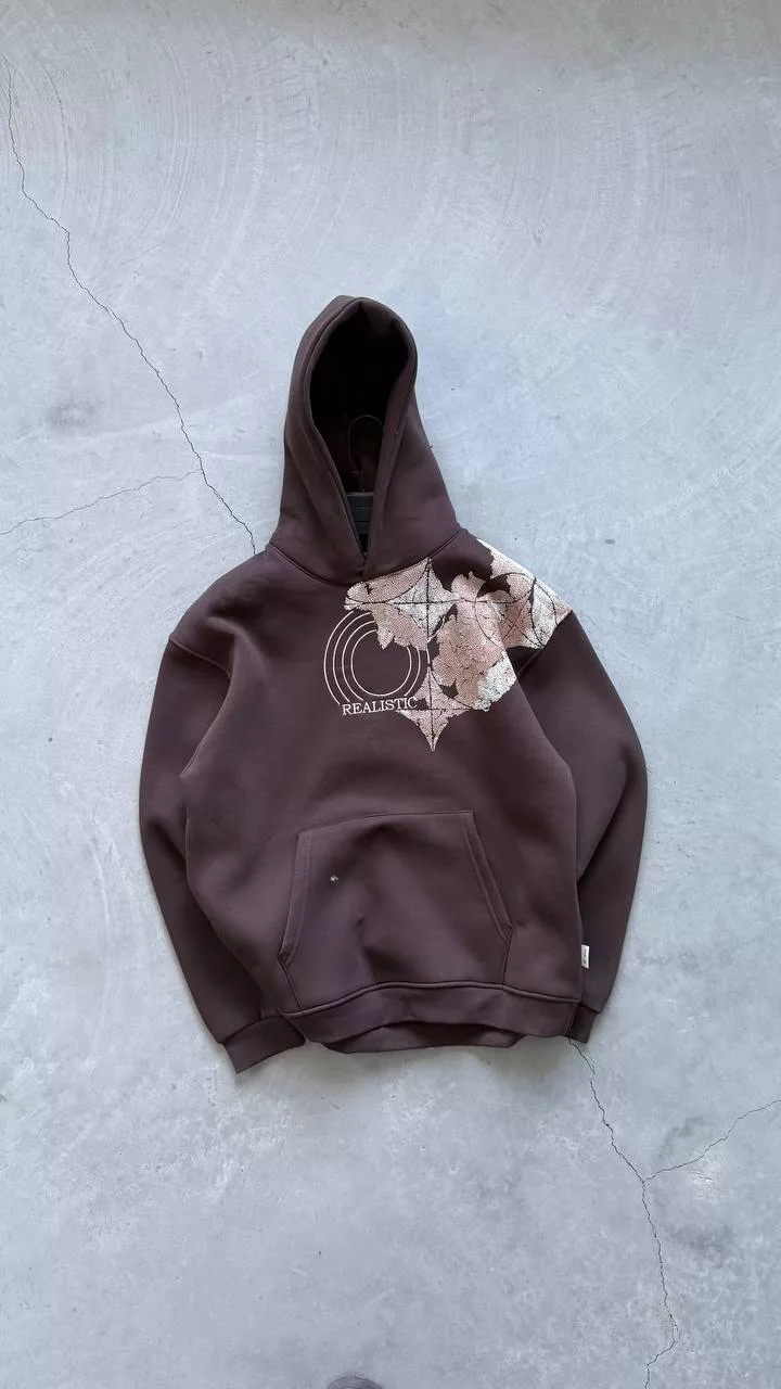 هودی مدل نوشه realistic رنگ قهوه ای