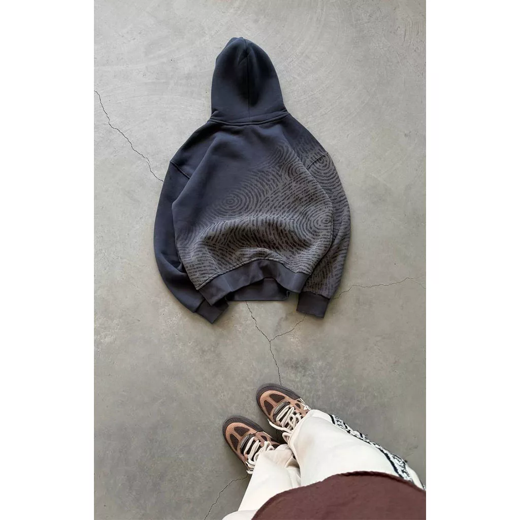 هودی مدل win again اثر انگشت برند پولیزی رنگ طوسی