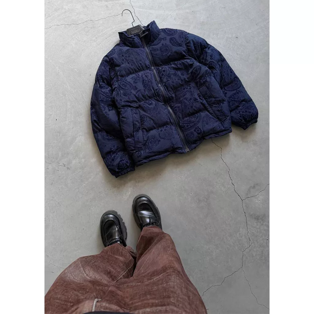 کاپشن پفی طرح ترمه برند GSTO رنگ سرمه ای