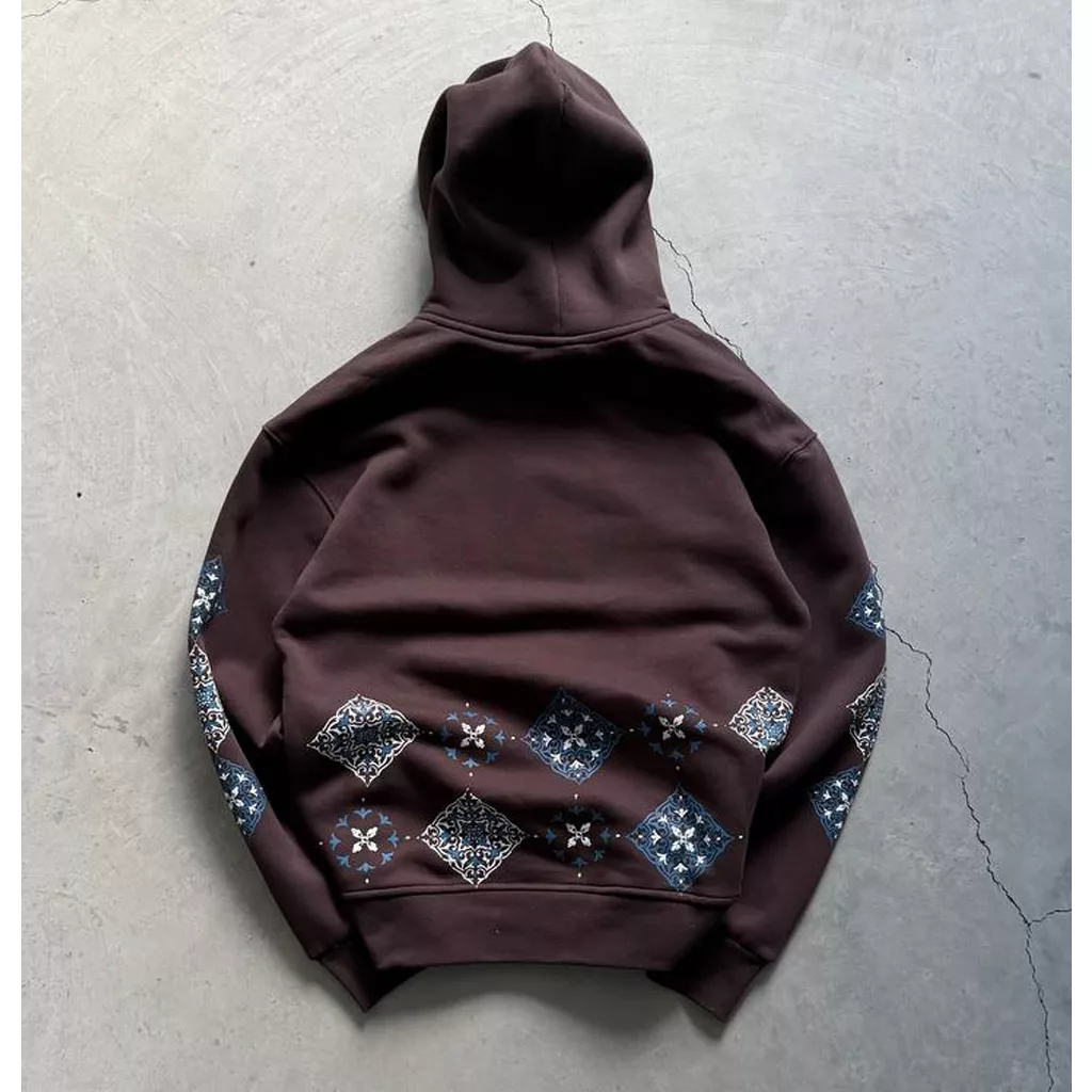 هودی مدل چاپ سنتی برند پولیزی رنگ قهوه ای
