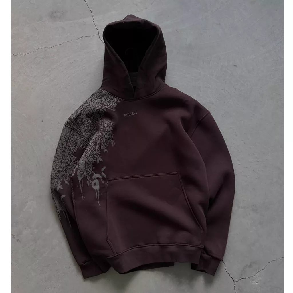 هودی طرح آستین سنتی برند پولیزی رنگ  قهوه ای