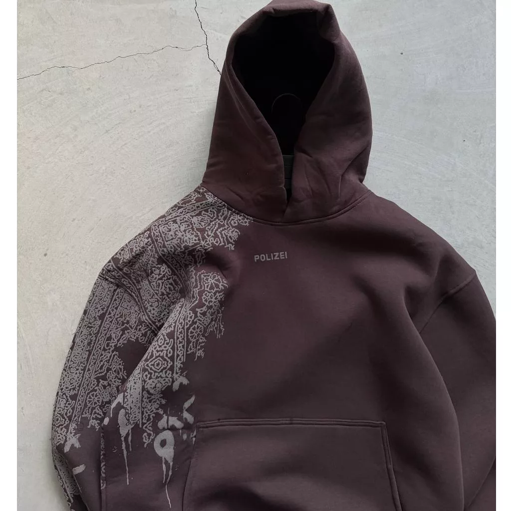 هودی طرح آستین سنتی برند پولیزی رنگ قهوه ای