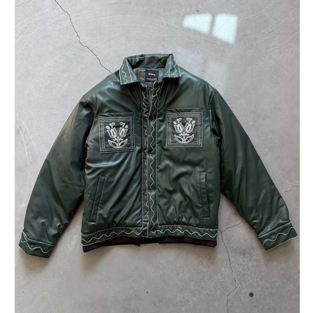 جکت مدل جیب flower برند رترو رنگ‌ سبز