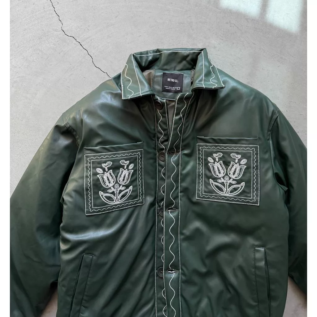 جکت مدل جیب flower برند رترو رنگ‌ سبز