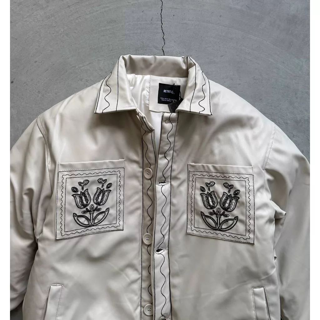 جکت مدل جیب flower برند رترو رنگ کرم