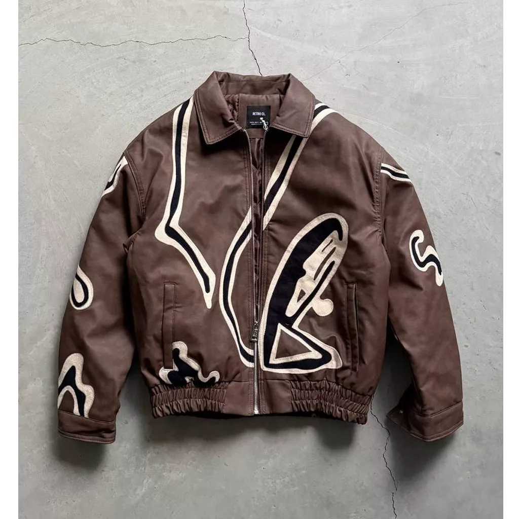 جکت مدل نواری برند رترو رنگ قهوه ای