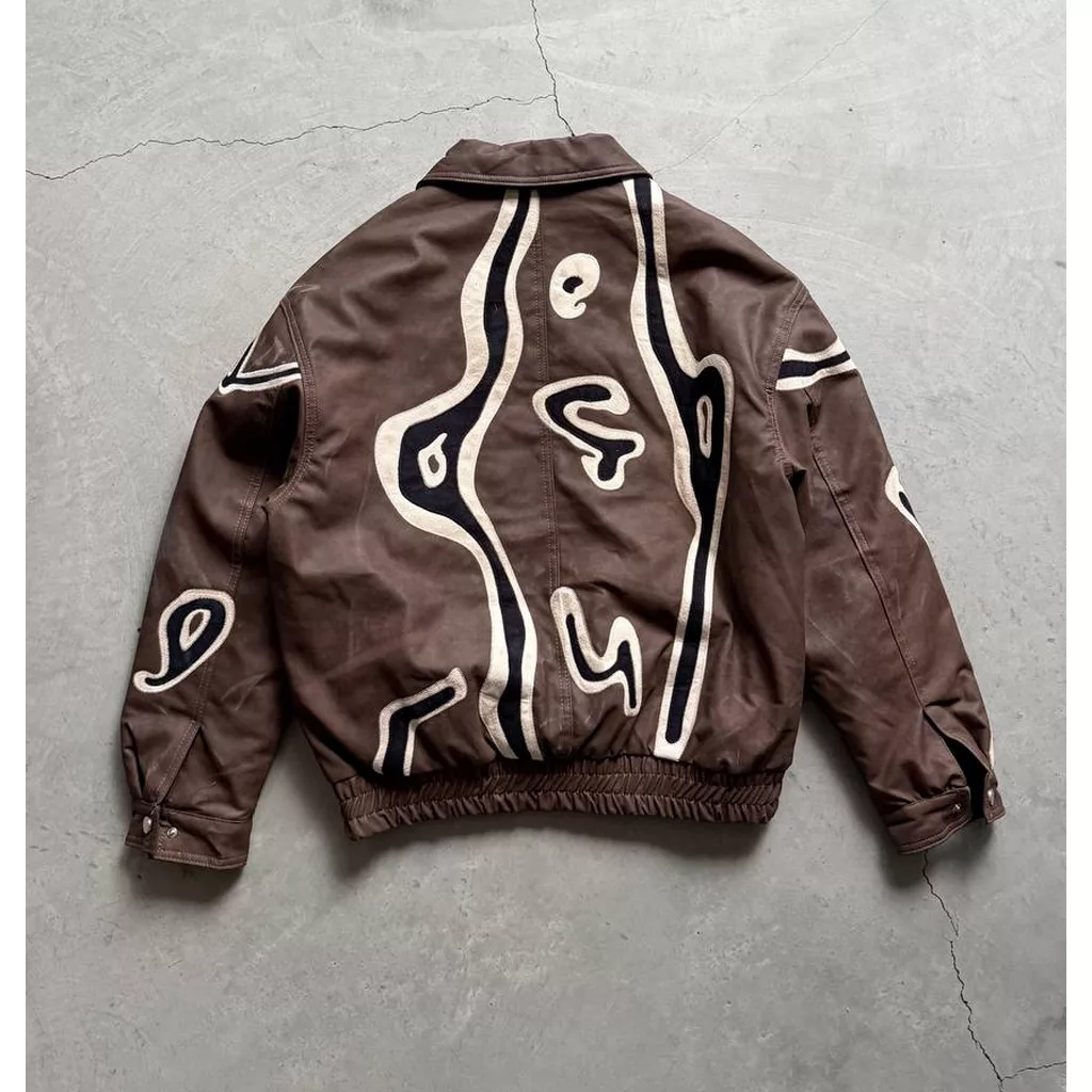 جکت مدل نواری برند رترو رنگ قهوه ای