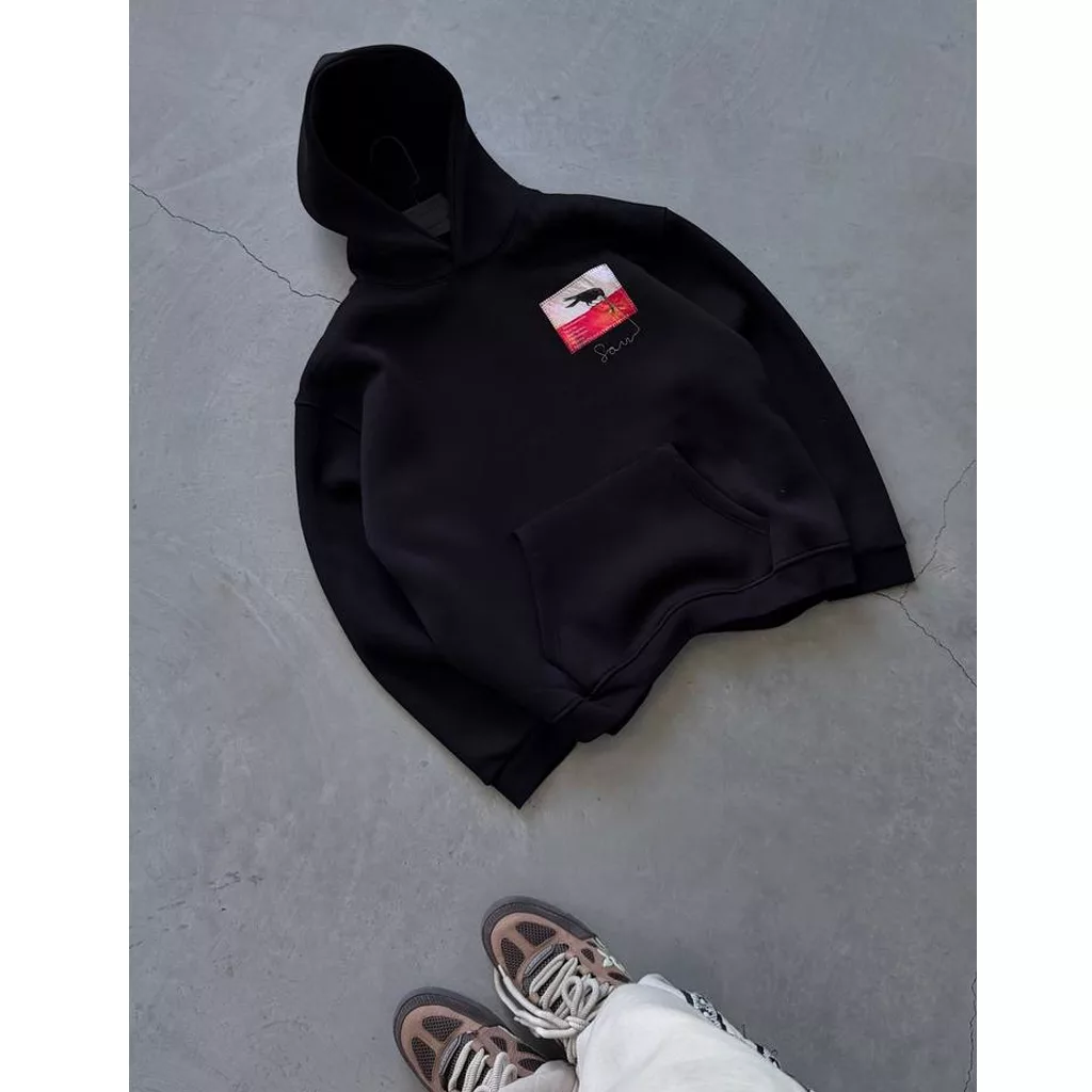 هودی طرح کلاغ برند SAW رنگ مشکی