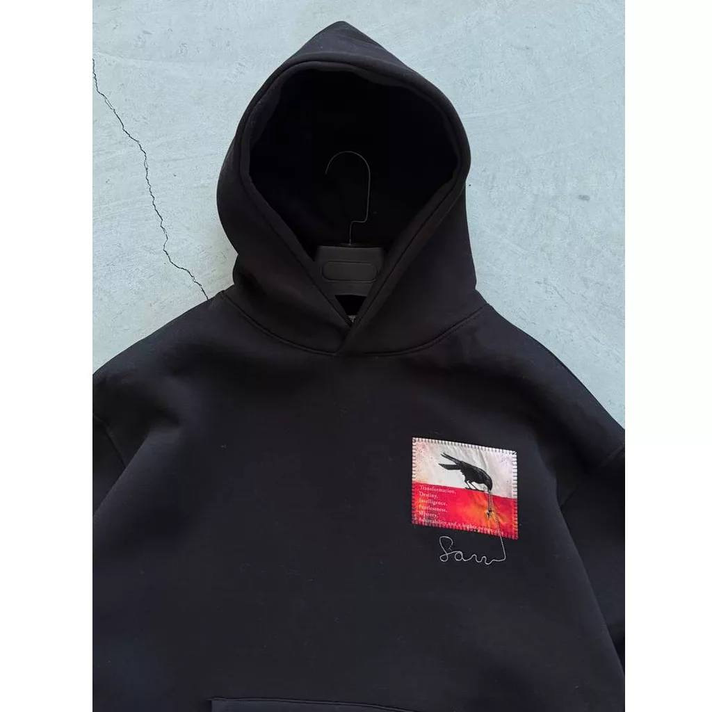 هودی طرح کلاغ برند SAW رنگ مشکی