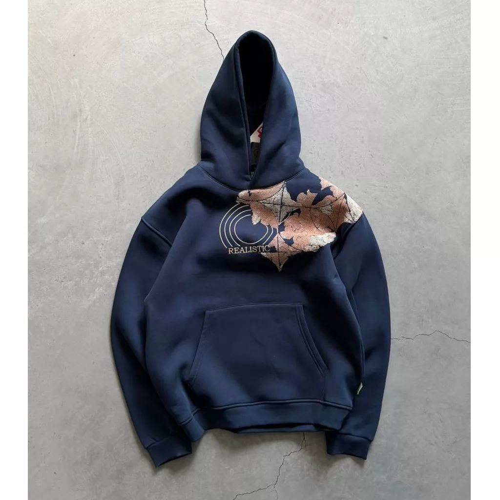 هودی مدل نوشه realistic برند رنگ سرمه ایSAW