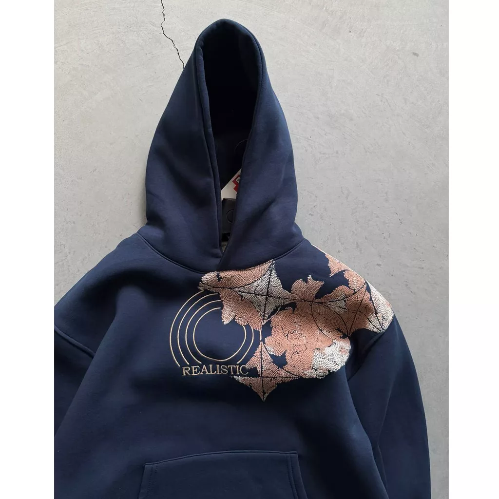 هودی مدل نوشه realistic برند رنگ سرمه ایSAW