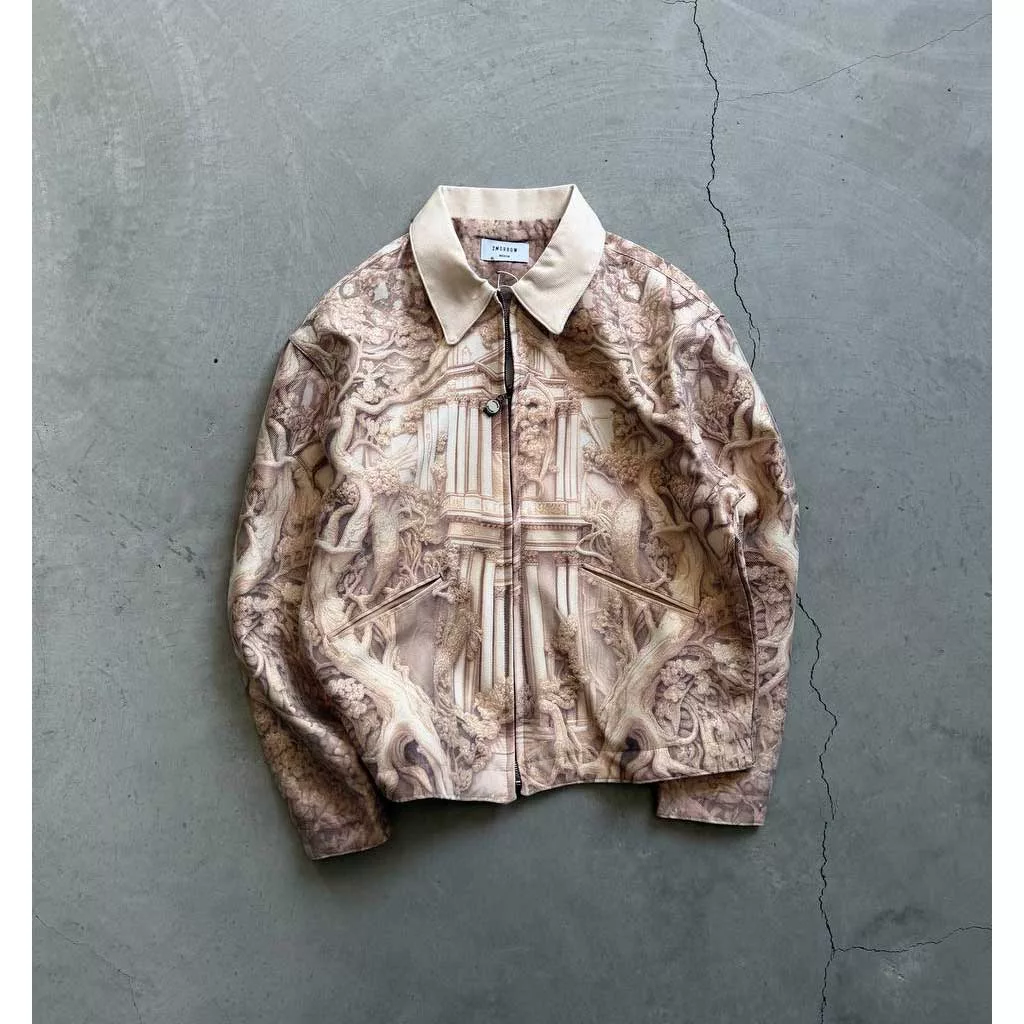 جکت طرح تابلو رومی برند تومارو رنگ کرم