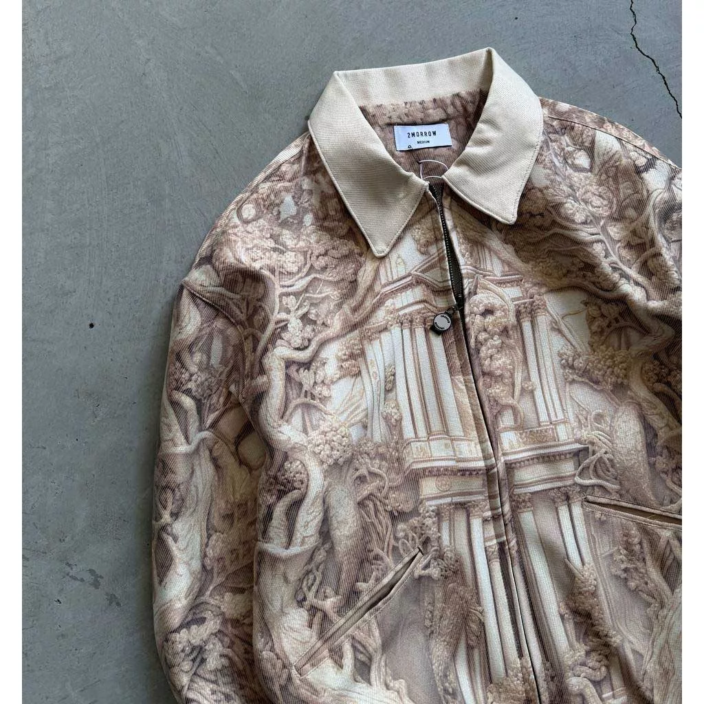 جکت طرح تابلو رومی برند تومارو رنگ کرم