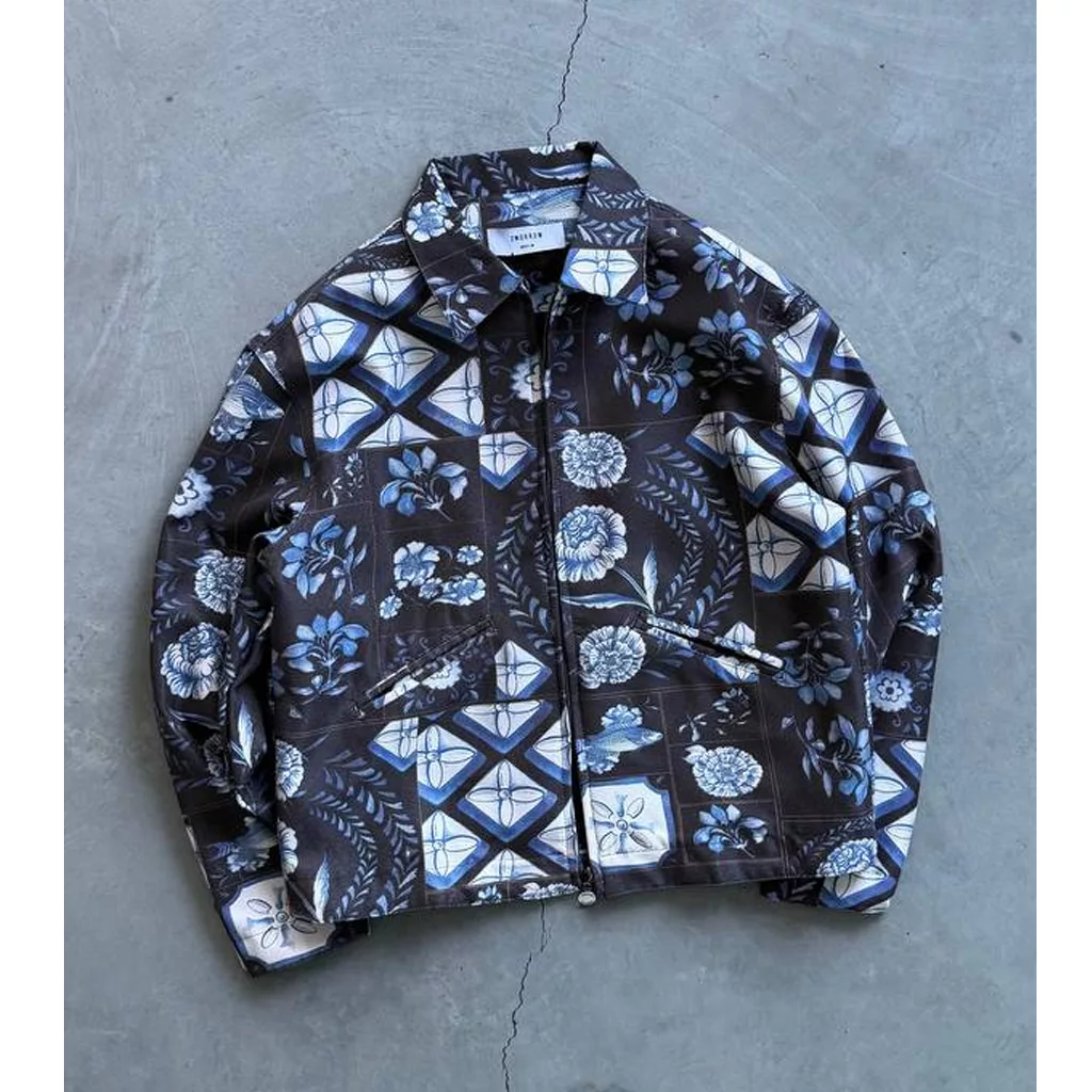 جکت طرح گل آبی برند تومارو رنگ آبی-مشکی