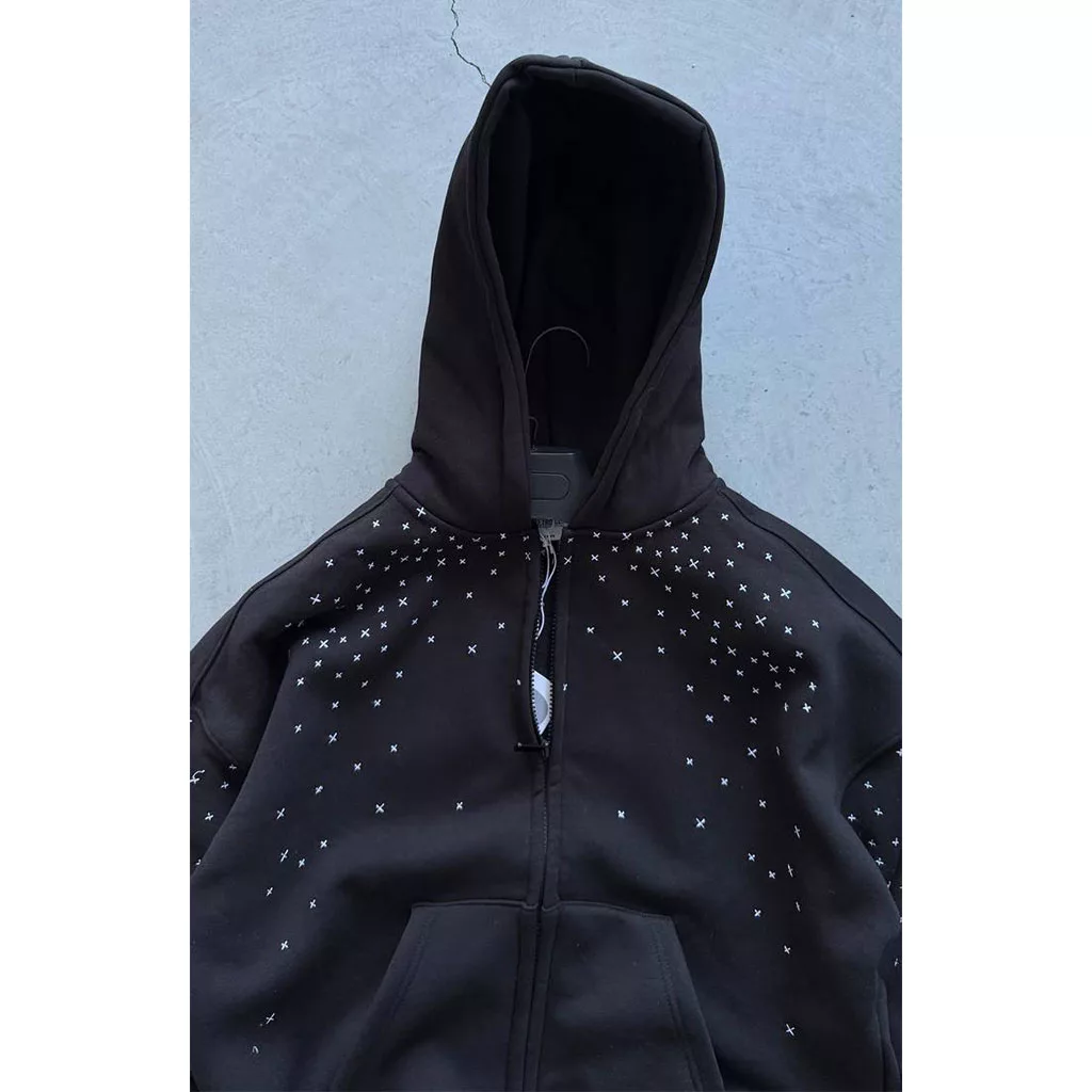 سویشرت طرح ستاره برند رترو رنگ مشکی