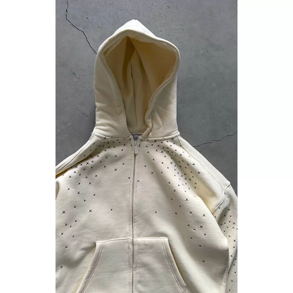 سویشرت طرح ستاره برند رترو رنگ شیری