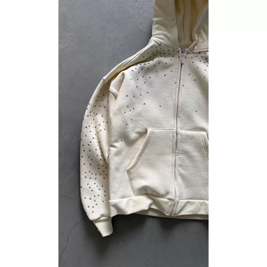 سویشرت طرح ستاره برند رترو رنگ شیری