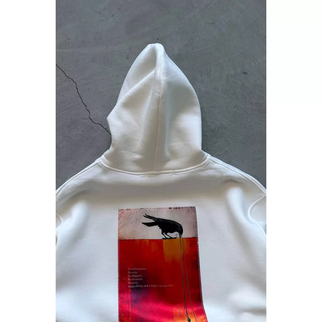 هودی طرح کلاغ برند SAW رنگ سفید