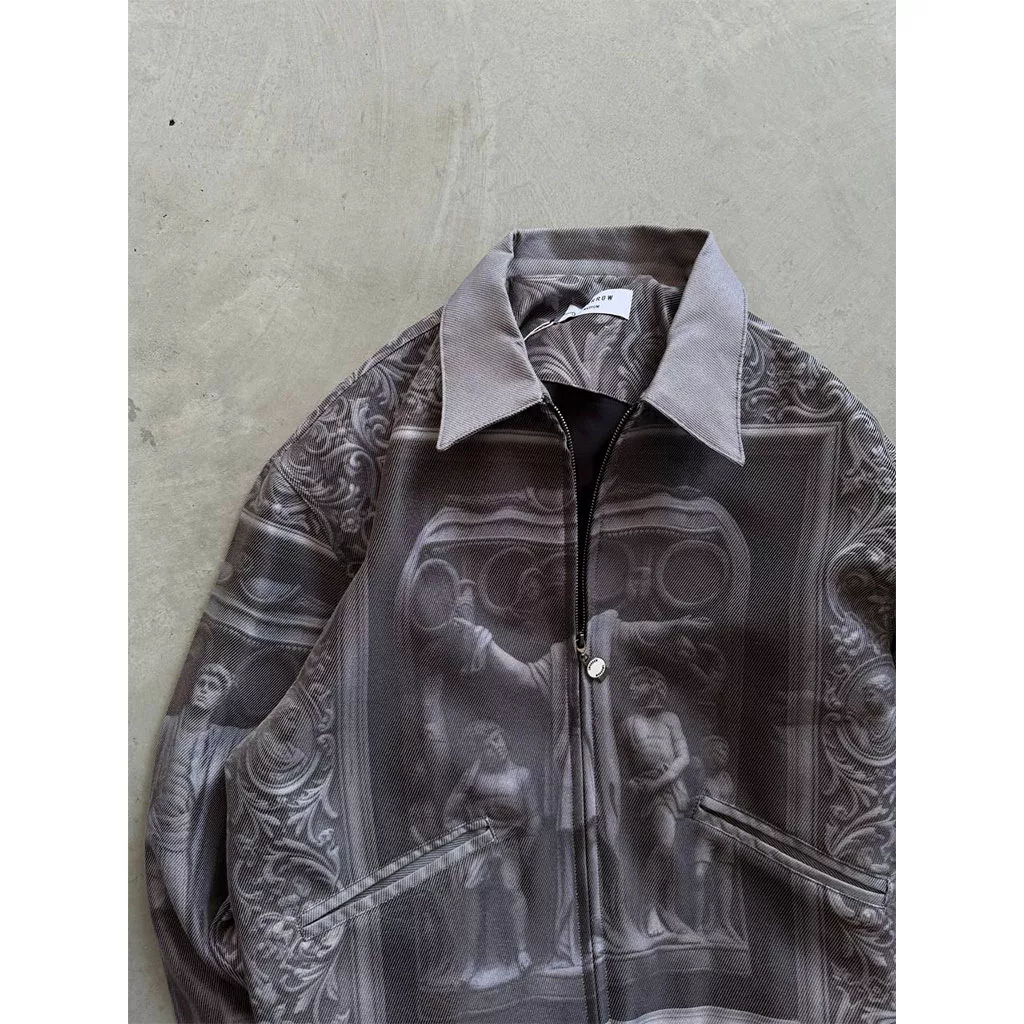 جکت طرح تابلو رومی برند تومارو رنگ ذغالی