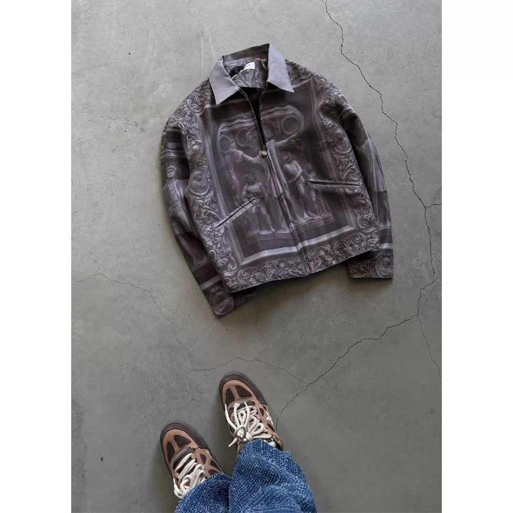 جکت طرح تابلو رومی برند تومارو رنگ ذغالی