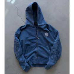 سویشرت آستین گلدوزی برند the dead رنگ آبی