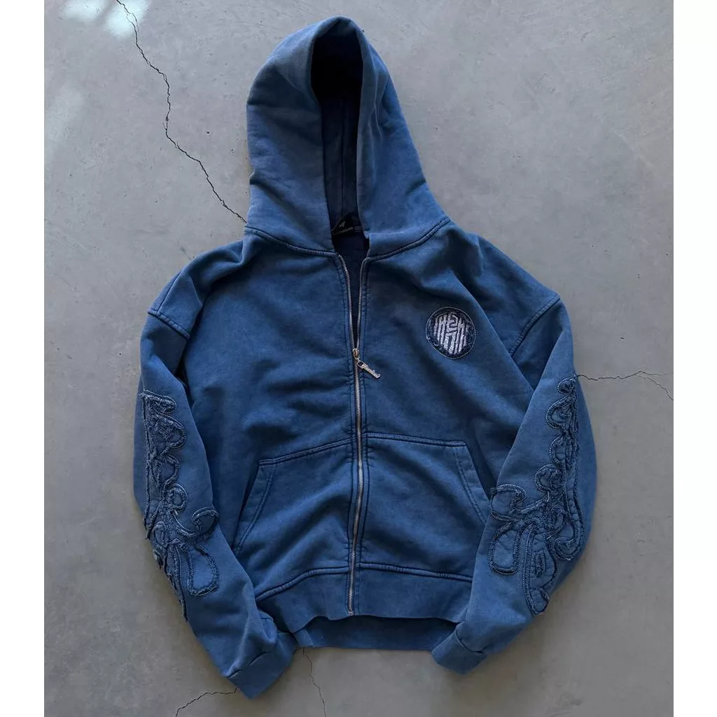 سویشرت آستین گلدوزی برند the dead رنگ آبی