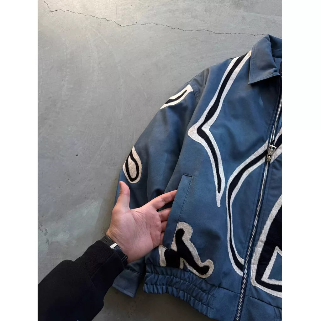 جکت مدل نواری برند رترو رنگ‌ آبی