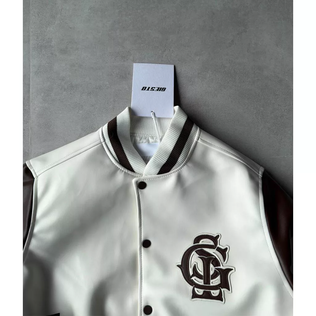 بامبر جکت قهوه‌ای سفید برند GİESTO رنگ سفید