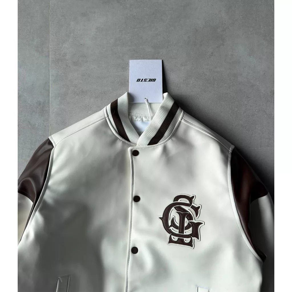 بامبر جکت قهوه‌ای سفید برند GİESTO رنگ سفید