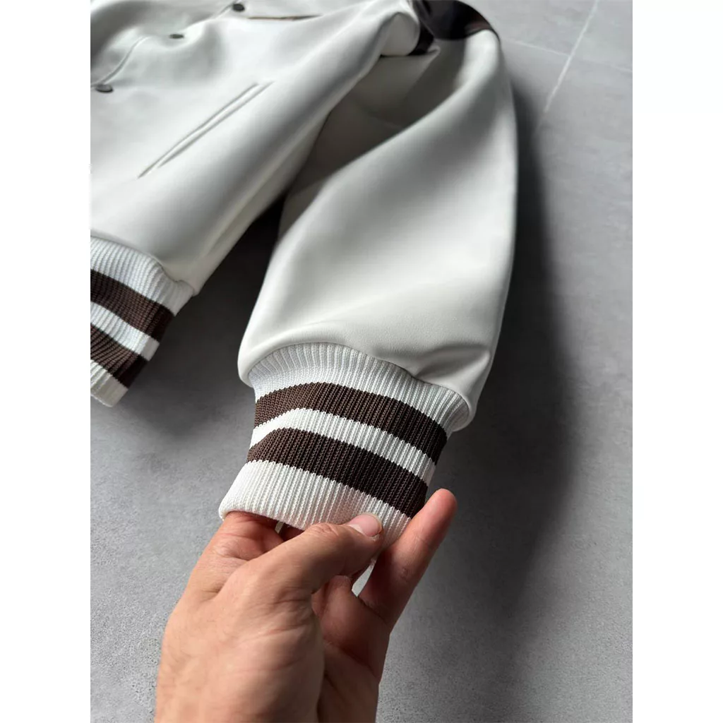 بامبر جکت قهوه‌ای سفید برند GİESTO رنگ سفید