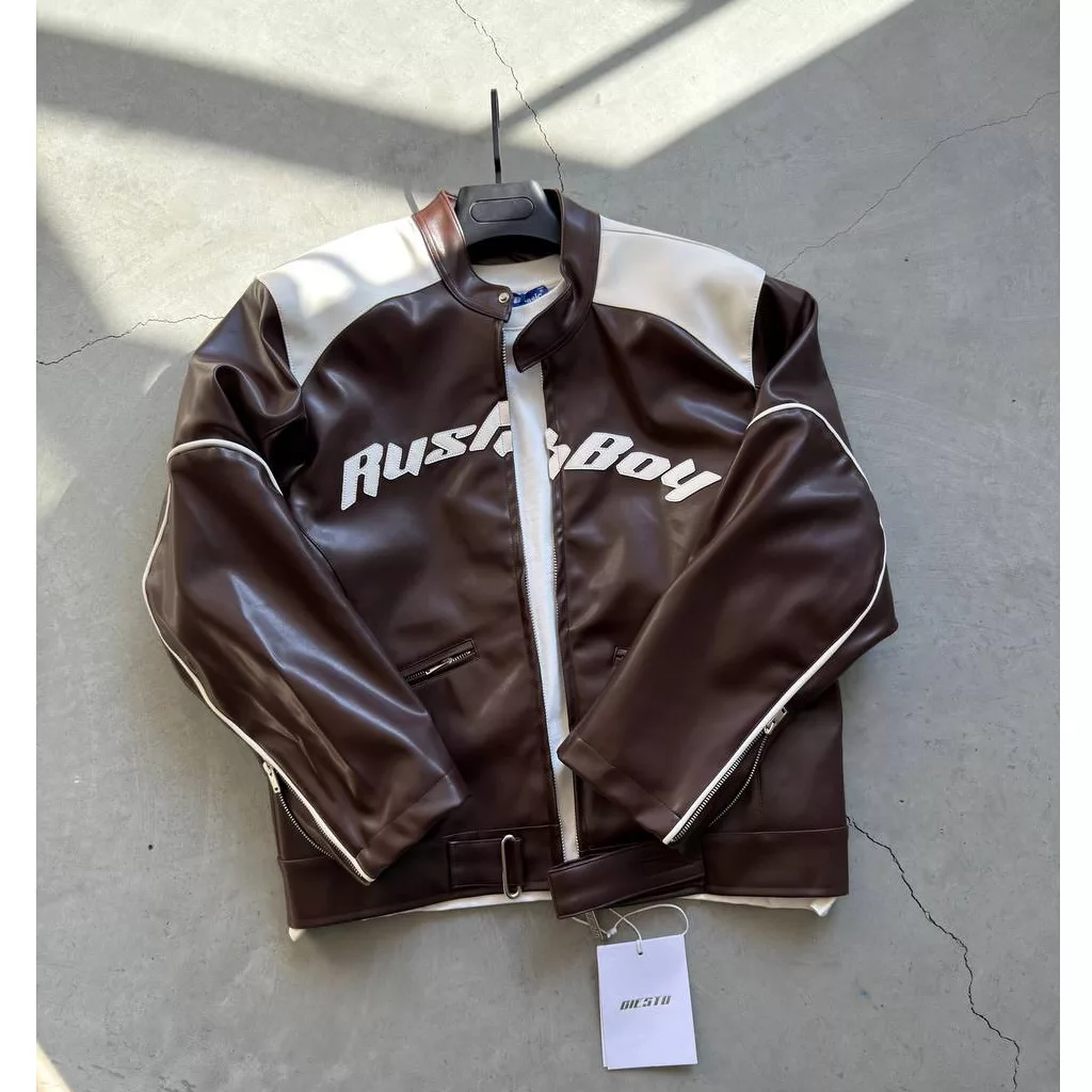 جکت ریسینگ جی اس تو برند GİESTO رنگ قهوه ای