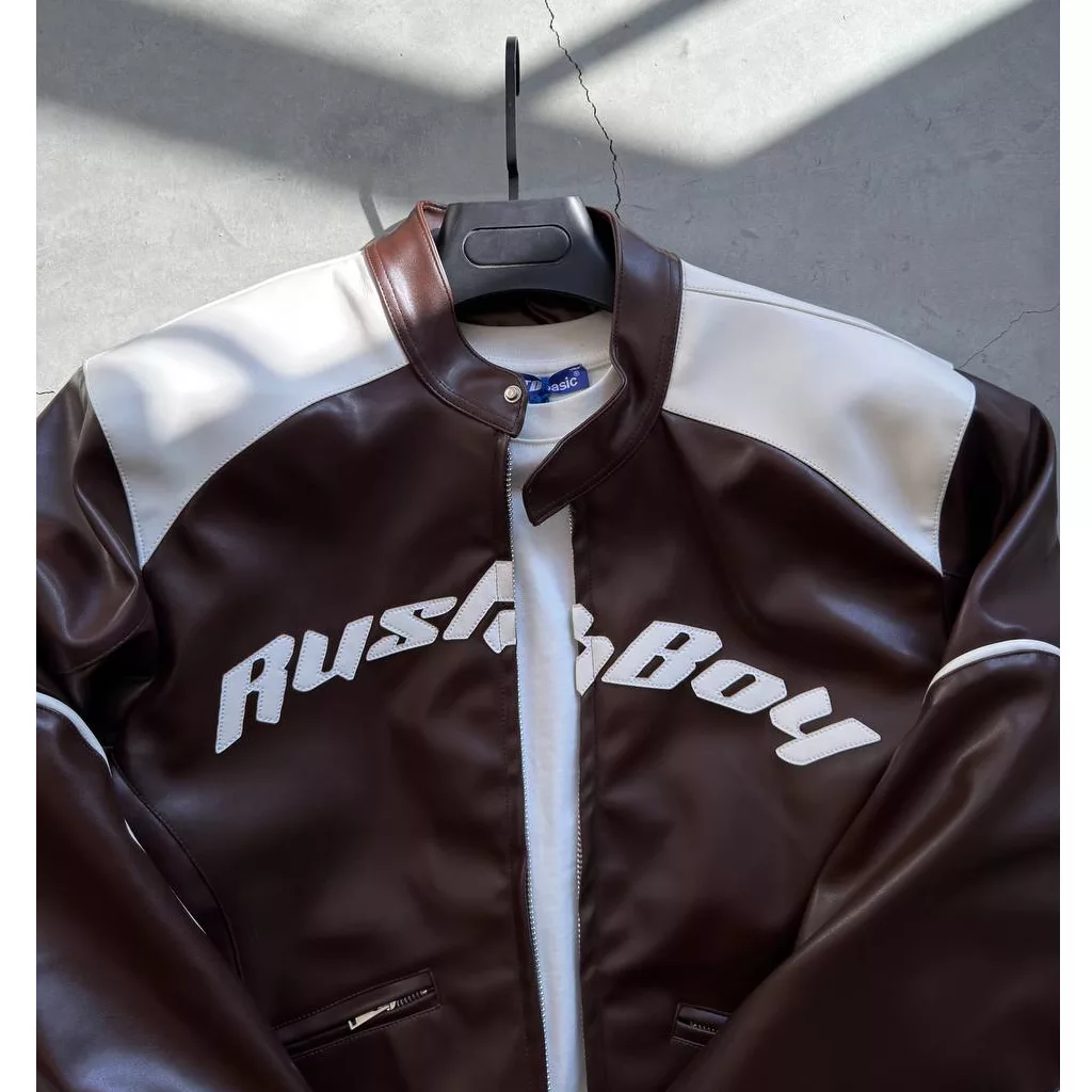 جکت ریسینگ جی اس تو برند GİESTO رنگ قهوه ای