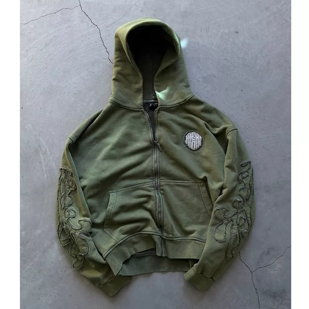 سویشرت آستین گلدوزی برند the dead رنگ سبز