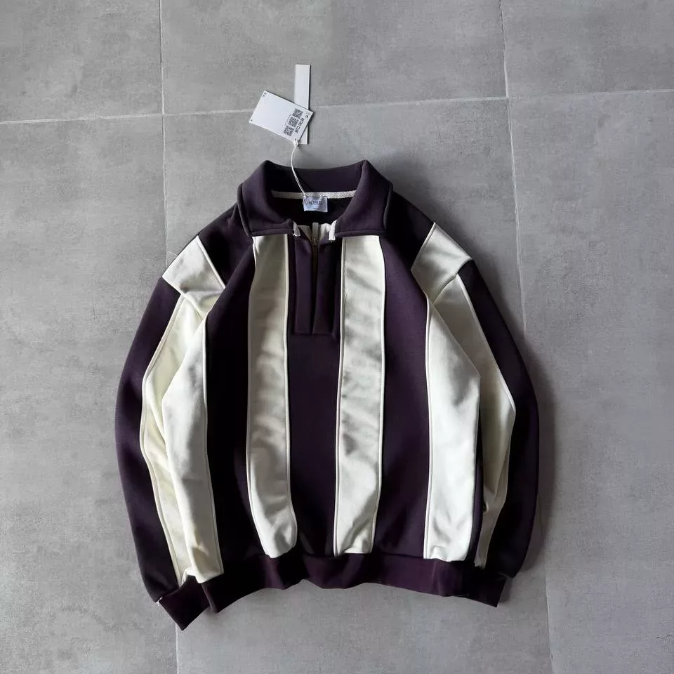 دورس رینگر نیم زیپ برند رترو رنگ سفید_بنفش