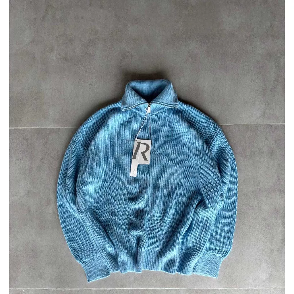 بافت بیسیک نیم زیپ برند رترو رنگ آبی روشن