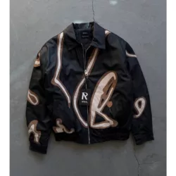 جکت مدل نواری برند رترو رنگ‌ مشکی