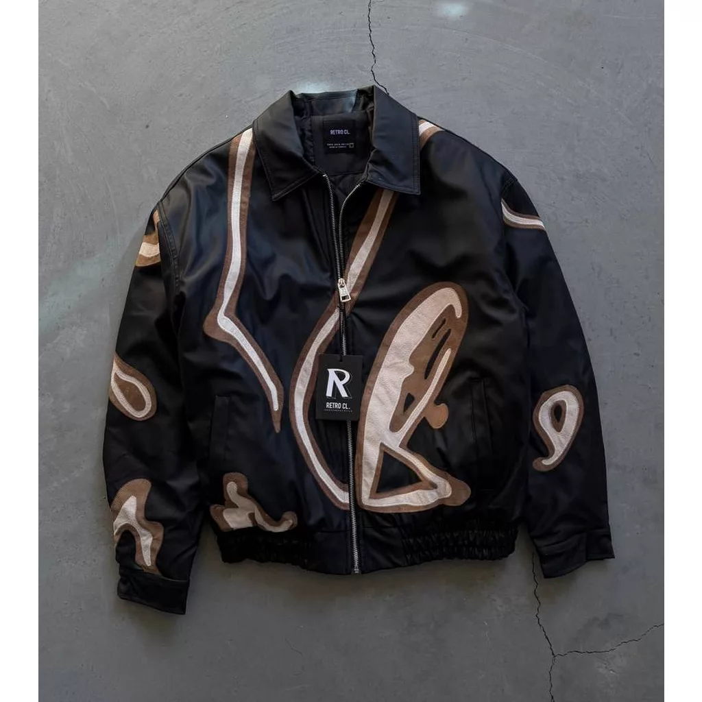 جکت مدل نواری برند رترو رنگ‌ مشکی