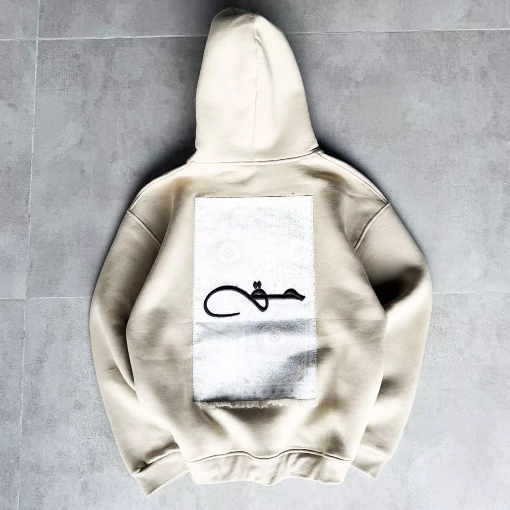 هودی مدل حق برند SAW رنگ کرم