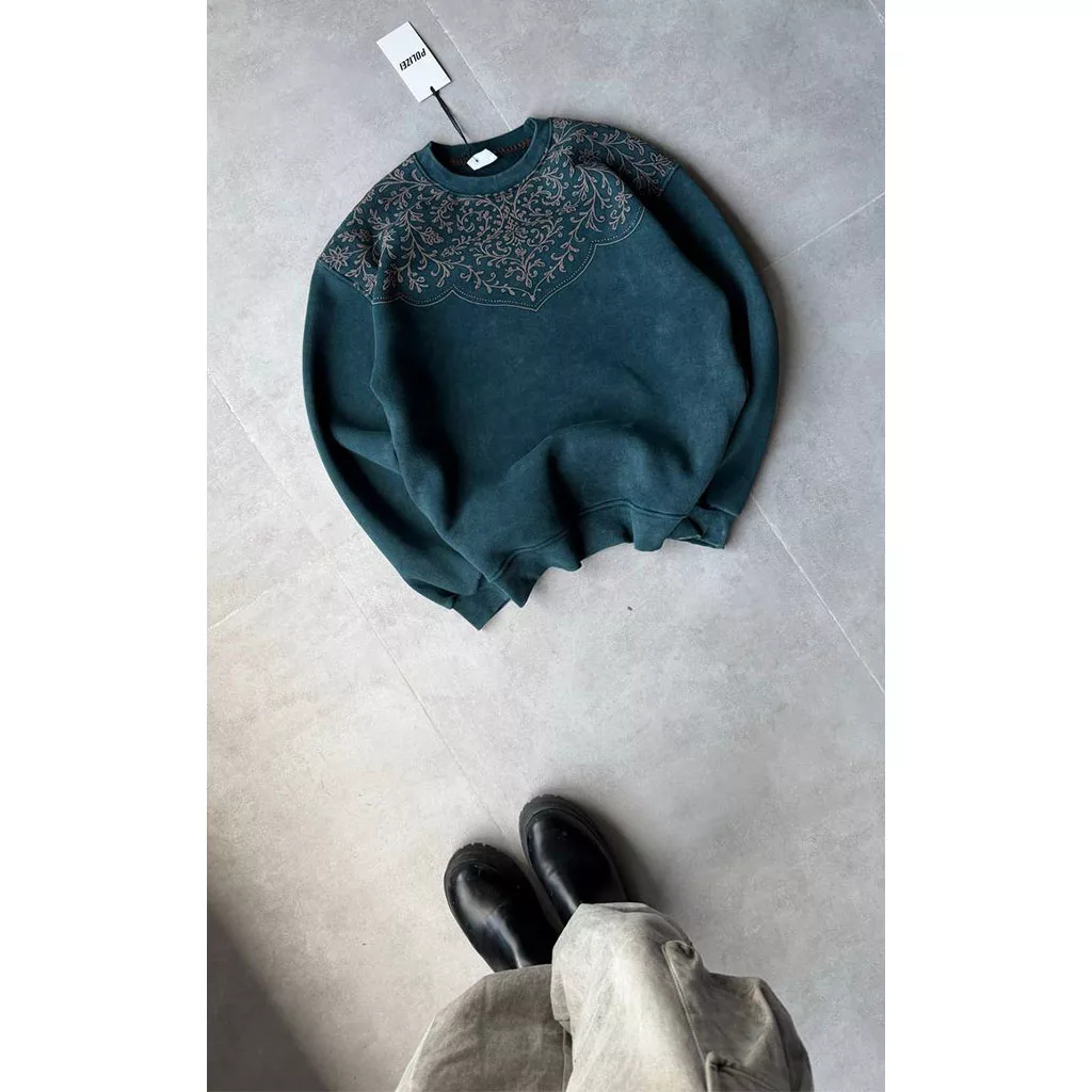 دورس طرح یقه ترمه  برند پولیزی رنگ سبز