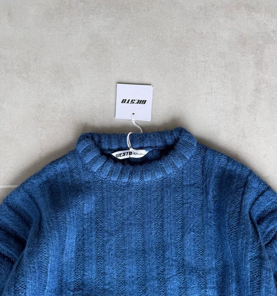 بافت راه راه درشت جی اس تو رنگ آبی